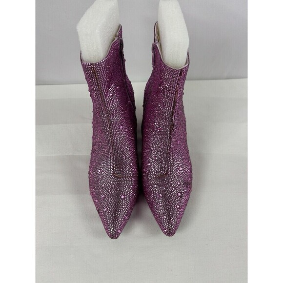 Betsey Johnson Kyla Bootie Pink Rhinestone 6.5 Pointy Toe Block Heel - Picture 2 of 12